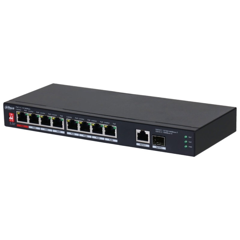 Комутатор 8 портів некерований Dahua DH-PFS3110-8ET1GT1GF-96 PoE