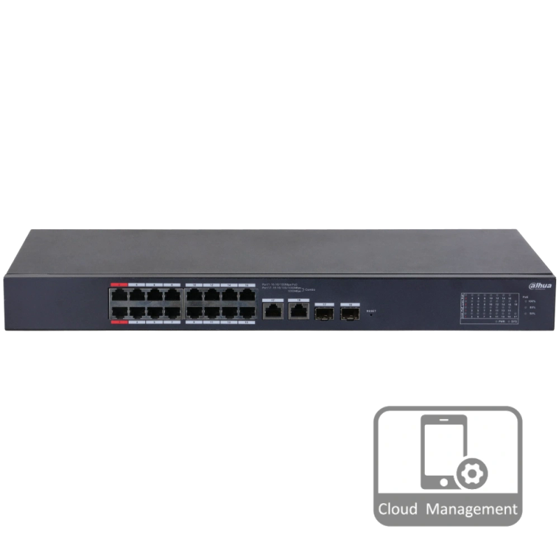 Комутатор 16 портів керований Dahua DH-CS4218-16ET-190 PoE