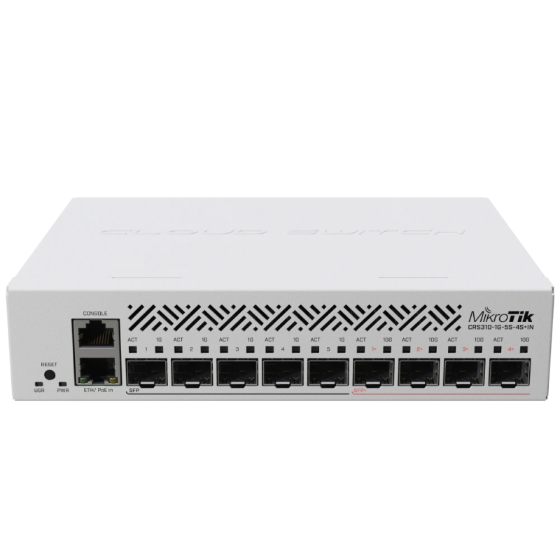 Комутатор 9 портів керований MikroTik CRS310-1G-5S-4S+IN 10G SFP+