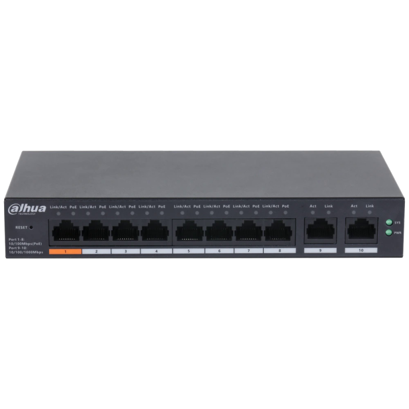 Комутатор 8 портів керований Dahua DH-CS4010-8ET-60 PoE