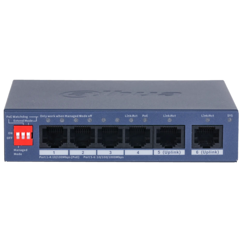 Комутатор 4 порти керований Dahua DH-CS4006-4ET2GT-36 PoE